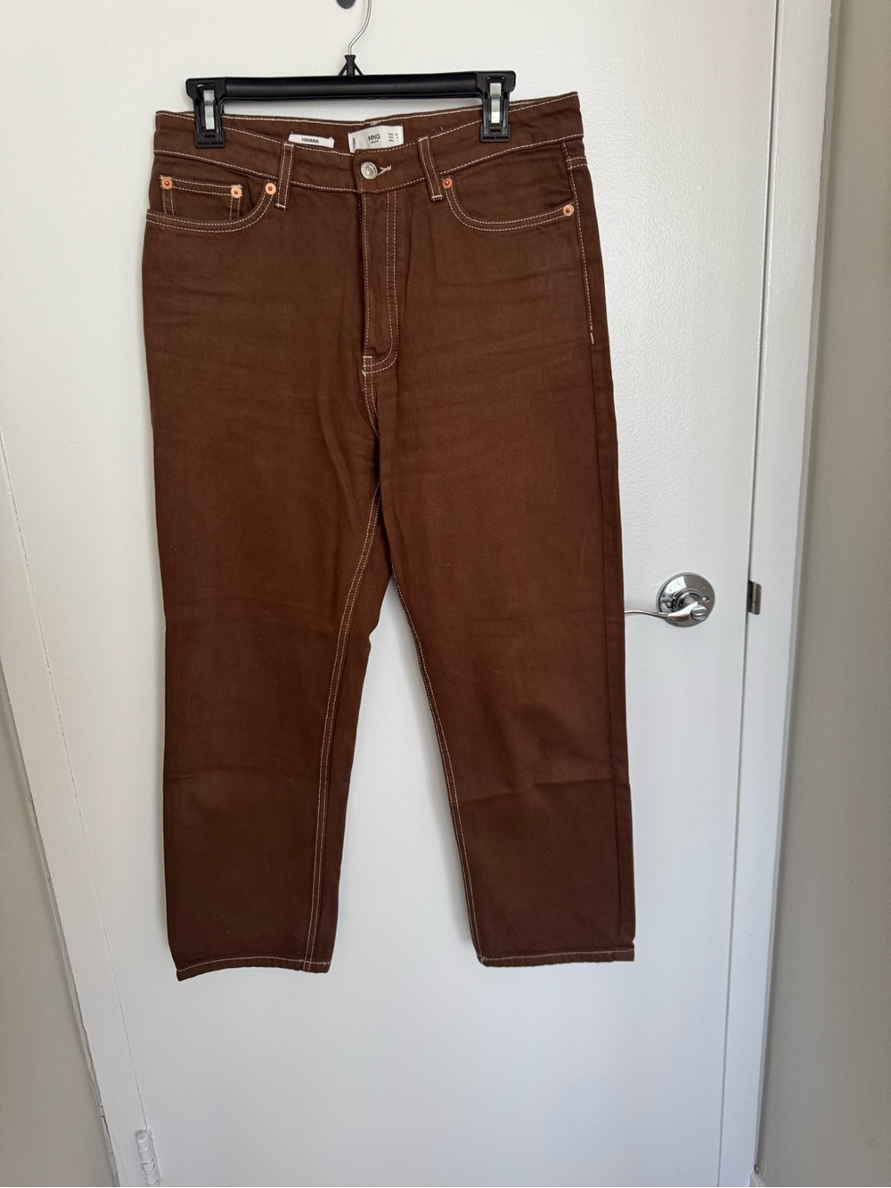 Mango Havana Brown Straight-Leg Jeans